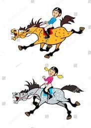 Horse Riderscartoon Boy Girl Riding Poniesequestrian」のベクター ...