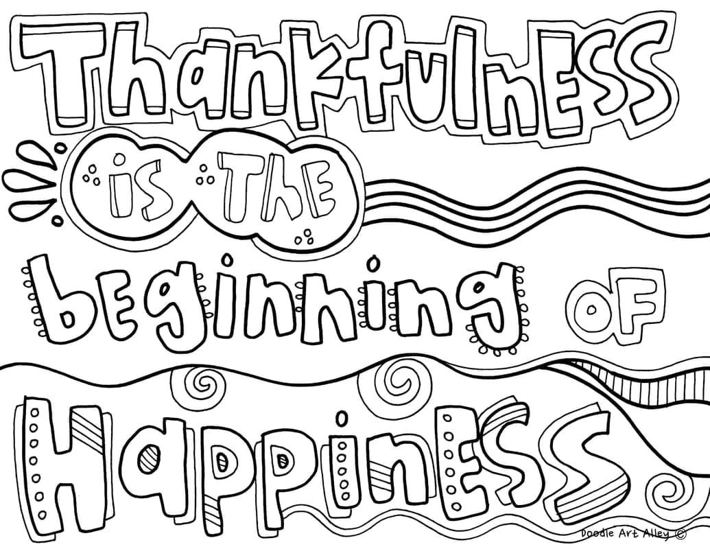 Coloring Thankful Quotes - Doodle Art Alley