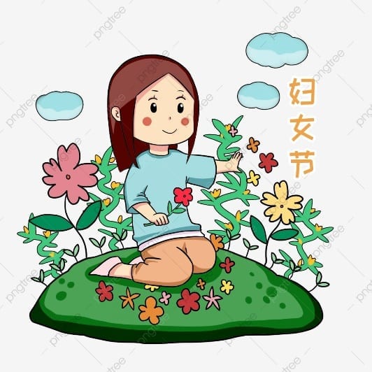 Little Girl Watching Flowers On Women S Day, Women S Day Character Illustration, Little Girl Looking At Flowers, Colored Flowers PNG Transparent Clipart Image and PSD File for Free Download