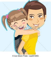Daddy's little girl. Father giving his little girl piggyback ride smiling. | CanStock